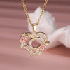 Gold & White Cubic Zirconia Heart-Shaped Rose Letter Pendant Necklace for Women, Valentine's Gift