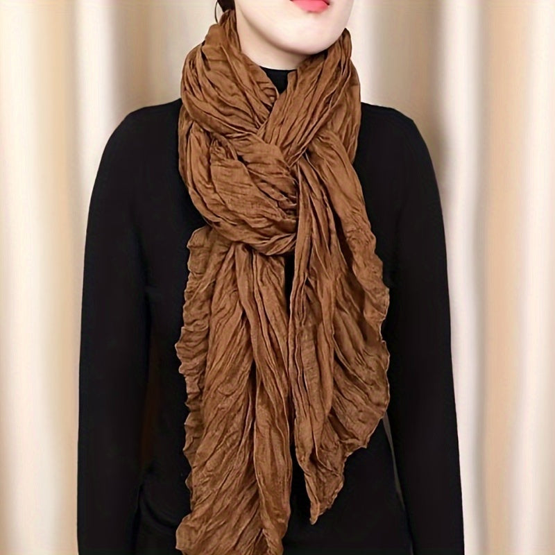 Solid Color Bali Yarn Scarf Thin Breathable Soft Shawl Versatile Travel Sunscreen Head Wrap