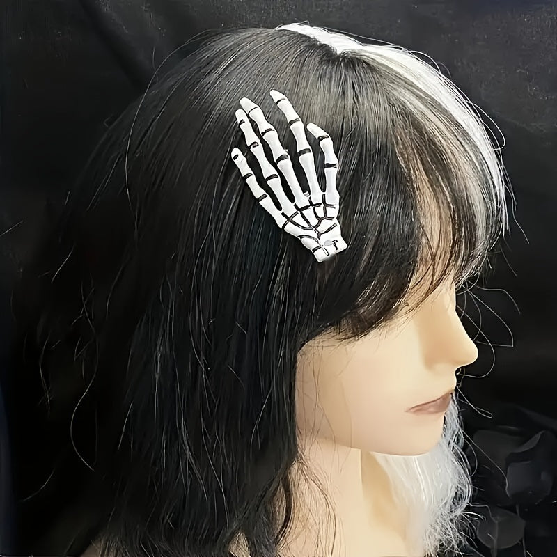 Vintage Resin Skeleton Hand Hair Claw Clip, Handmade Bone Hair Clip for Women, Halloween Costume & Party Accessory