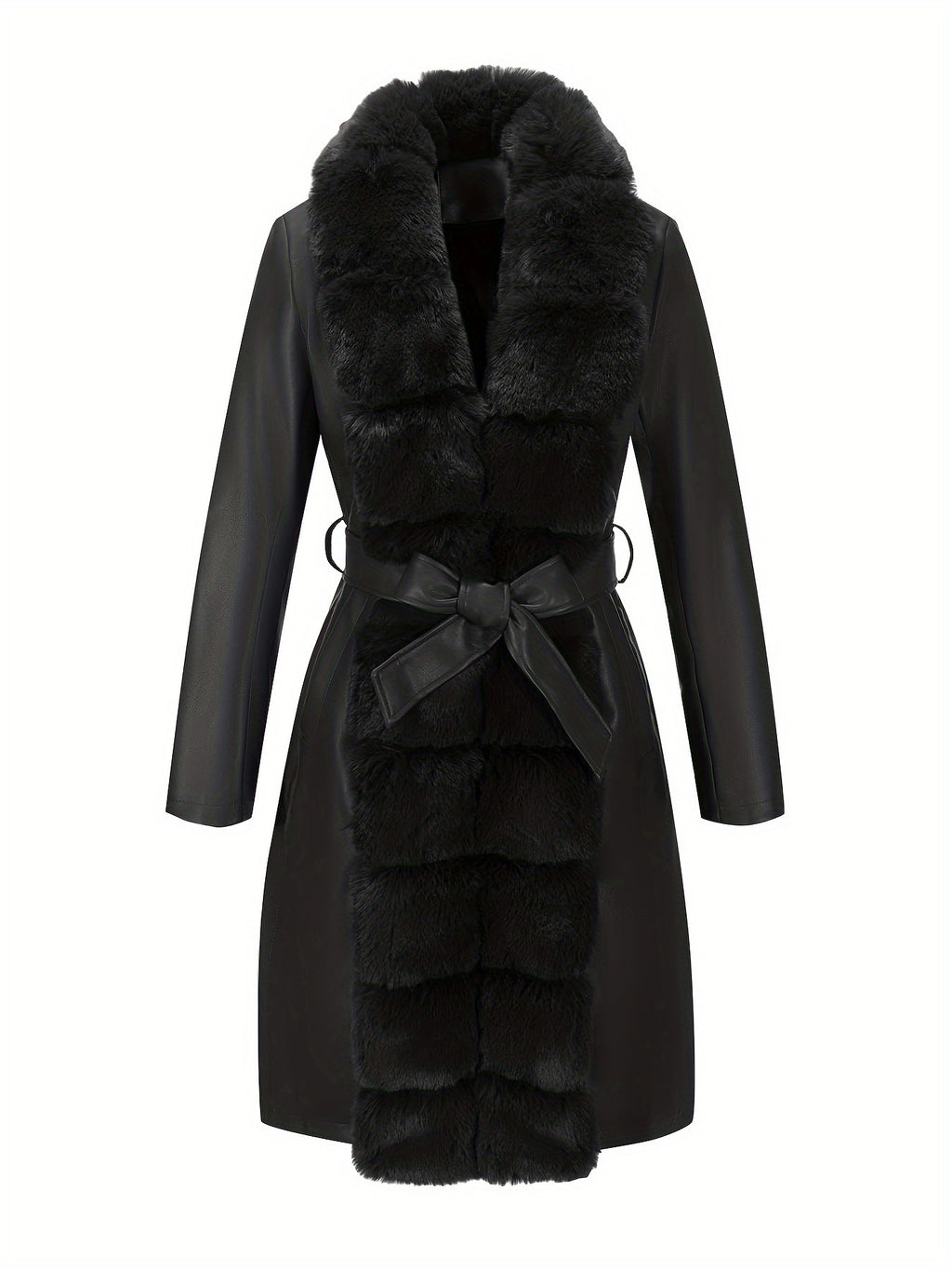 Women's Belted Faux Leather Jacket – Warm Fall/Winter Waist-Cinching Blazer Coat, Casual to Dressy Outerwear