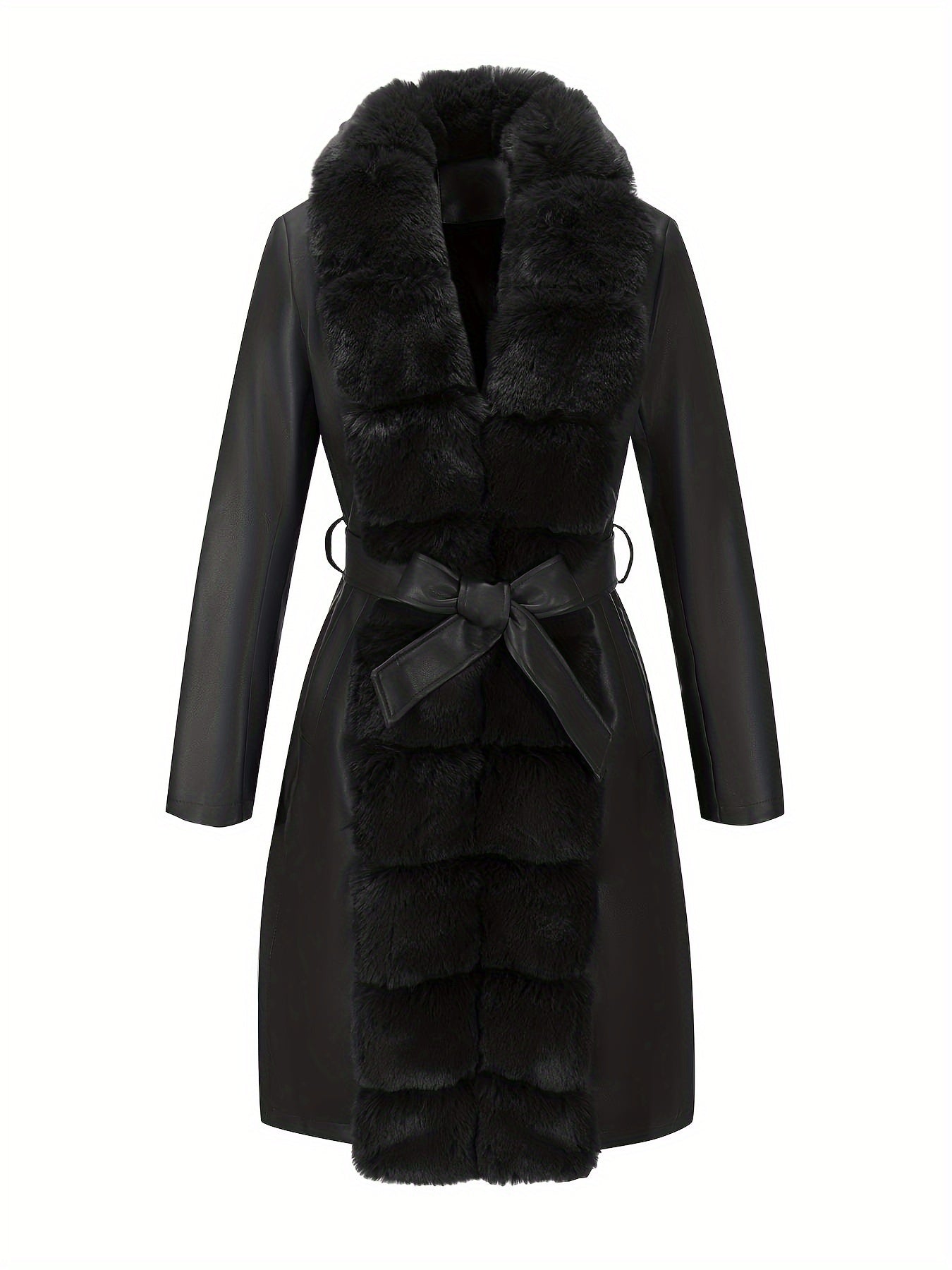 Women's Belted Faux Leather Jacket – Warm Fall/Winter Waist-Cinching Blazer Coat, Casual to Dressy Outerwear