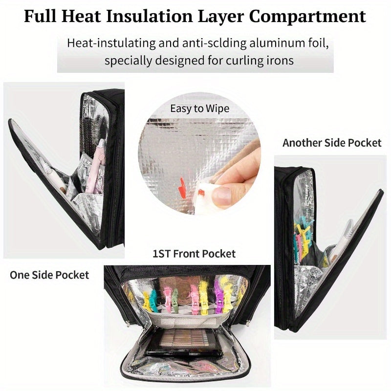 Extra-Large Makeup Artist Travel Backpack – Black Durable Polyester Cosmetic Organizer with 4 Removable Pouches & Multiple Compartments