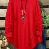Plus Size Women's Loose Fit Long Sleeve Top with Button Detail, Round Neck & Asymmetrical Hem