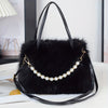 Faux Fur Embellished Crossbody Bag for Women – Detachable Strap, Magnetic Closure Compact Chic Handbag (Bright Pink, Khaki, Coffee, White, Black)