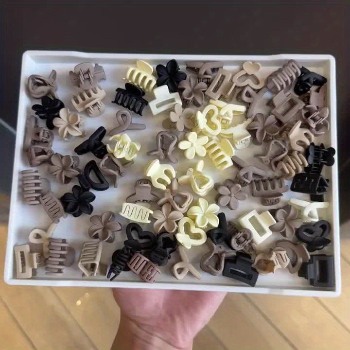 20-Pack Women's Small Mixed Color Hair Claw Clips – Cute Simple Designs for Daily, Beach & Outings