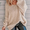 Plus Size Crew Neck Knit Sweater - Casual Long Sleeve Pullover for Fall and Winter, Women's