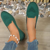 Breathable Slip-On Flat Shoes for Women, Comfortable Round Toe, Slip-Resistant PU Sole (Large Sizes)