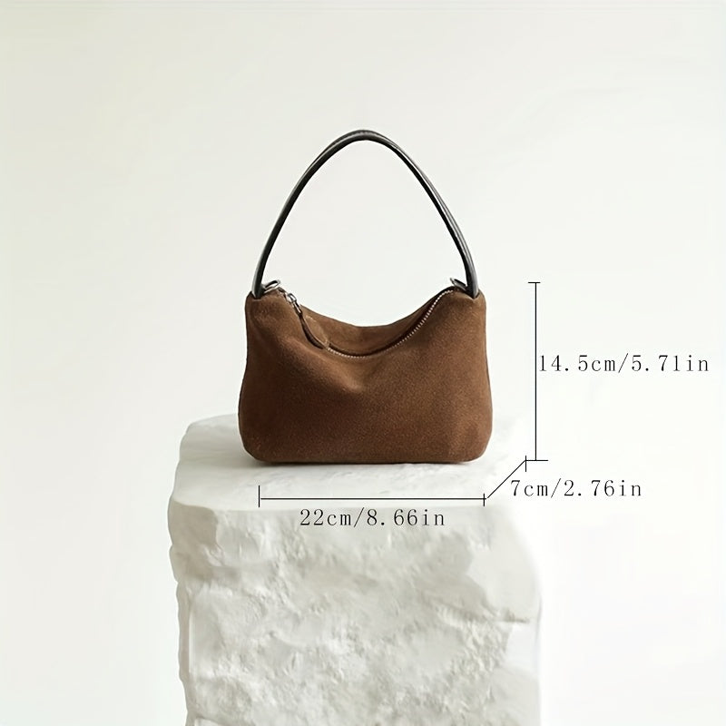 Vintage-Inspired Women's Baguette Shoulder Bag - Matte Split Leather Underarm Purse with Adjustable Strap (Burgundy, Coffee, Light Brown)