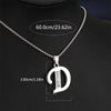 Silvery Alphabet Pendant Necklace (A-D) with Sparkling Stones - Stainless Steel Initial Necklace, Personalized Gift