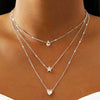 3-Piece Layered Collarbone Necklace Set – Five-Point Star & Teardrop Pendants with Cubic Zirconia