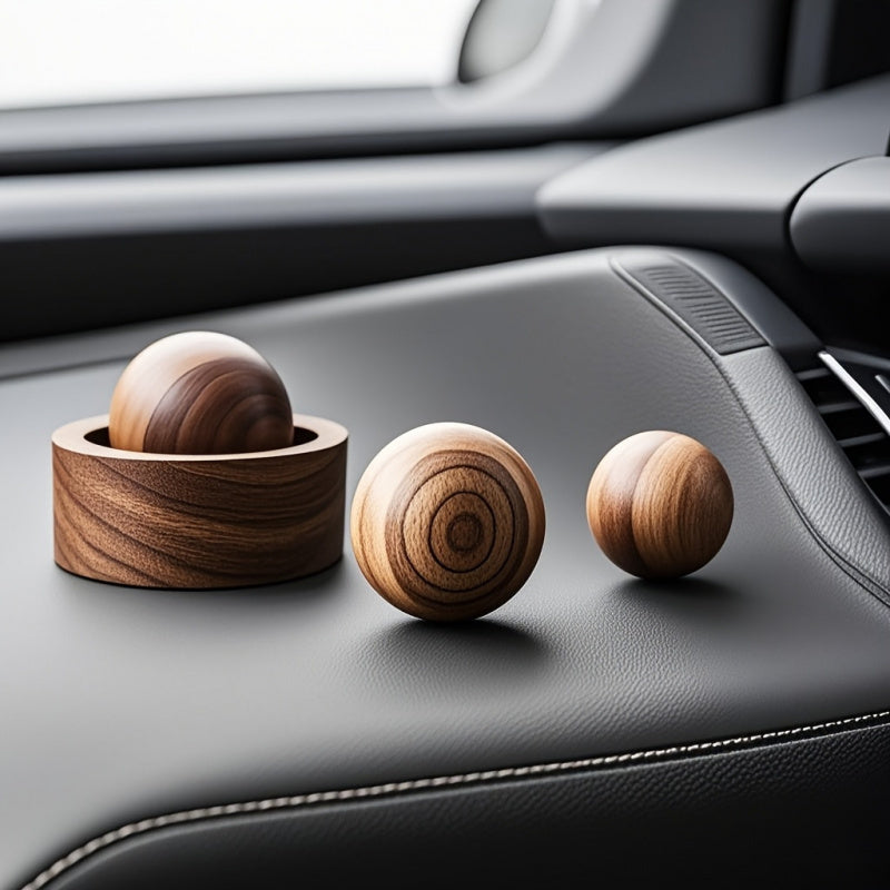 2-Pack Wooden Spherical Essential Oil Diffusers — No-Electric Car & Room Aroma Diffuser for Bedroom Bathroom