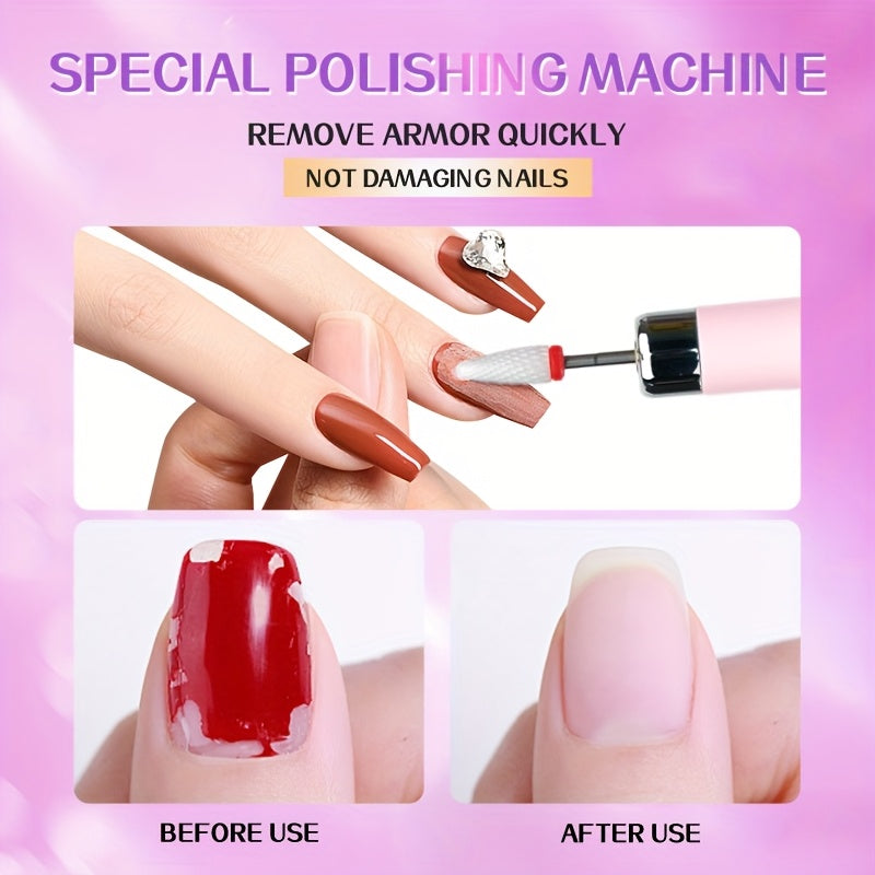 Cordless Electric Nail Drill Kit with Drill Bits & Sanding Bands, Rechargeable USB Manicure & Pedicure File for Acrylic Gel Nails (Bright Pink)