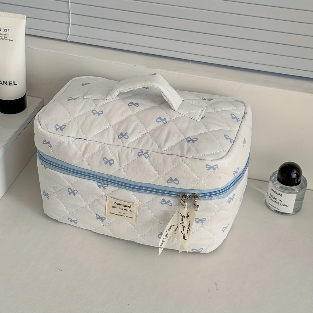 3-Piece Pink Sweet Bow Makeup Bag Set - Large Capacity Travel Cosmetic Organizer Toiletry Pouches