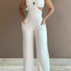 CHICME Women’s Mint Green Jumpsuit — Spaghetti Strap Textured Pantsuit, Non-See-Through, Machine Washable, All-Season Office & Party Outfit