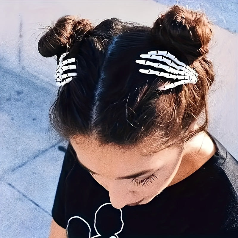 Vintage Resin Skeleton Hand Hair Claw Clip, Handmade Bone Hair Clip for Women, Halloween Costume & Party Accessory