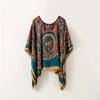 Bohemian Lightweight Breathable Pullover Shawl, 42.1 in (107 cm) Printed Square Scarf, Boho Beach & Evening Wrap