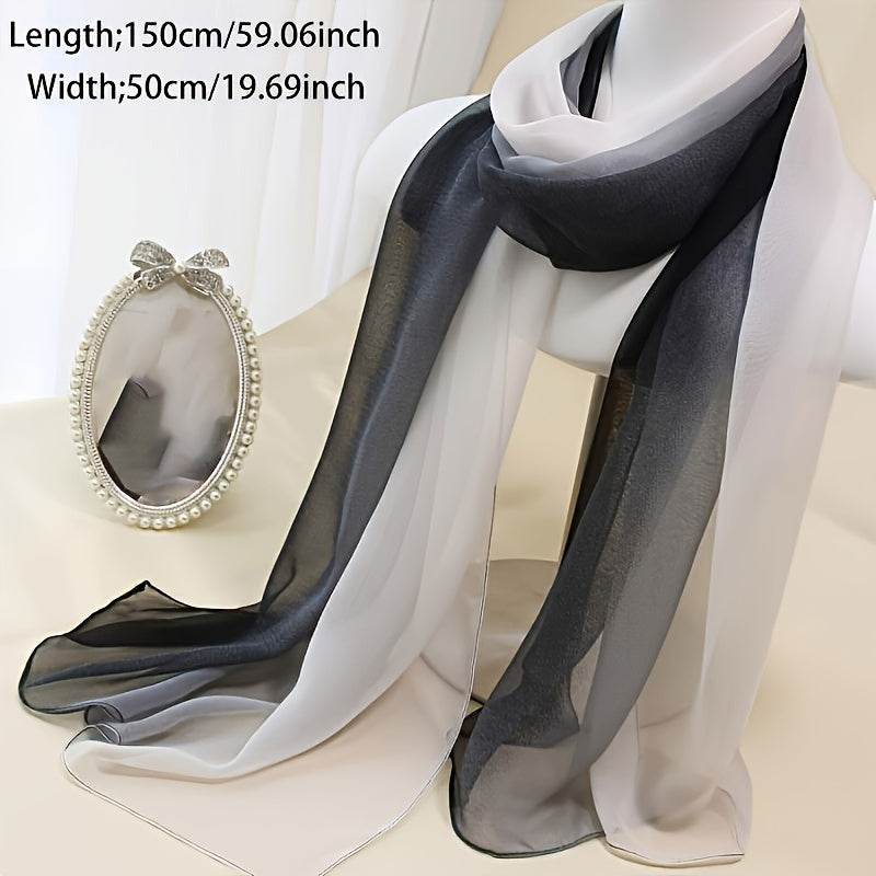 Gradient Gauze Scarf Lightweight Breathable Sunscreen Shawl for Women