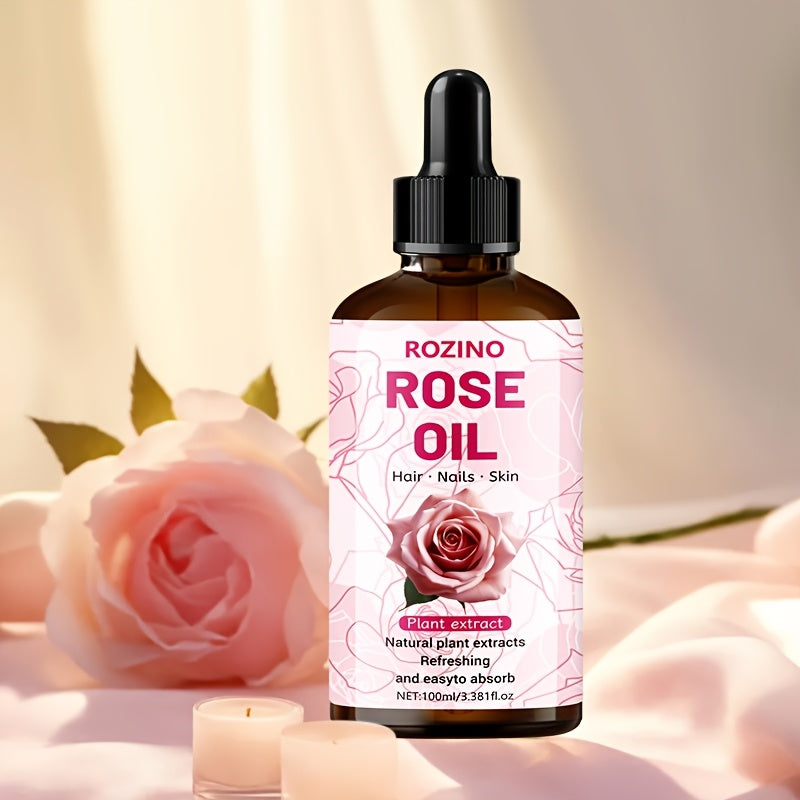 100ml Rose Essential Oil - 100% Pure Plant Oil for Massage, Face, Body, Hair & Nail Care