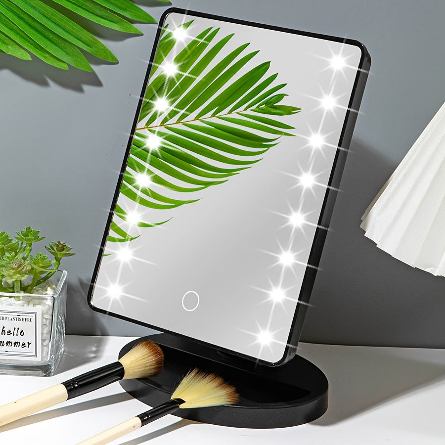 Portable Touchscreen LED Makeup Mirror — USB Powered, 3 Brightness Levels, Adjustable Desktop Vanity — Perfect Mother's Day Gift