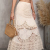 Plus Size High-Waist Crochet Midi Skirt - Geometric Pattern Flared A-Line, Lightweight Breathable for Spring & Summer