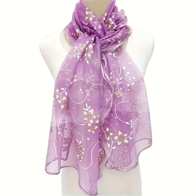 Floral Embroidered Scarf – Breathable, Windproof Boho Shawl & Sunproof Travel Wrap