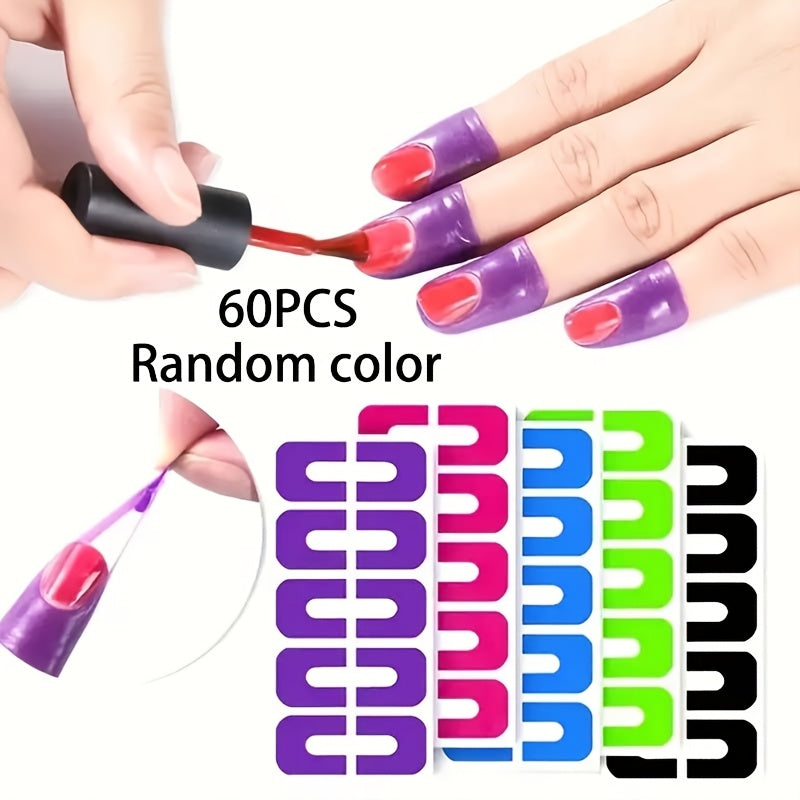 60-Pack U-Shape Nail Polish Protector Guards – Peel-Off Finger & Cuticle Protectors for Manicure, Stamping & Nail Art, Odorless