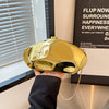 Women's Glossy Crossbody Clutch Bag - Gold & Silver Evening Purse, Buckle Closure, Polyester Lined
