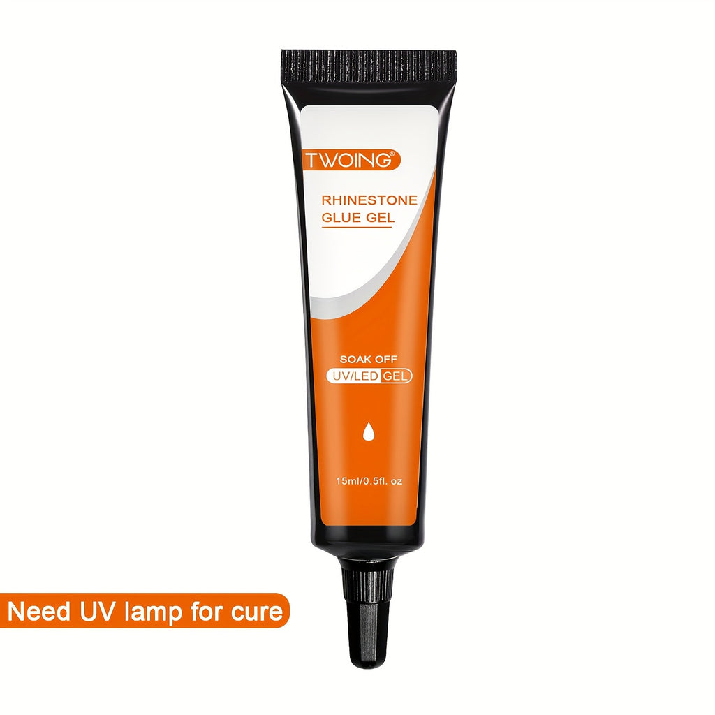 15ml (0.5 fl oz) Nail Rhinestone Glue — No-Wipe UV/LED Gel Adhesive for Crystals, Beads & 3D Nail Art