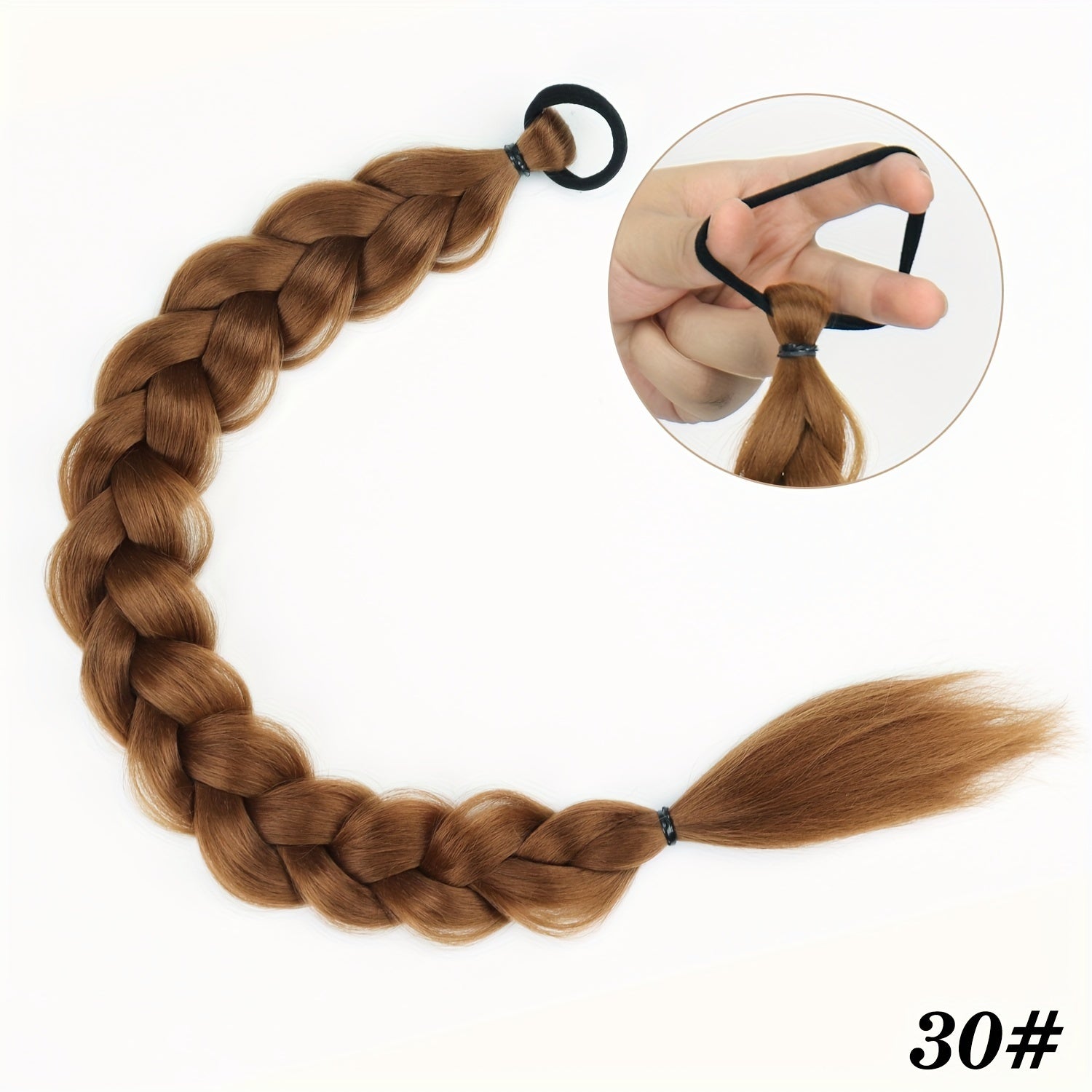 Long Braided Ponytail Extension with Elastic Tie - Heat-Resistant Synthetic Hair for Women, Wrap-Around Ponytail for Daily & Party