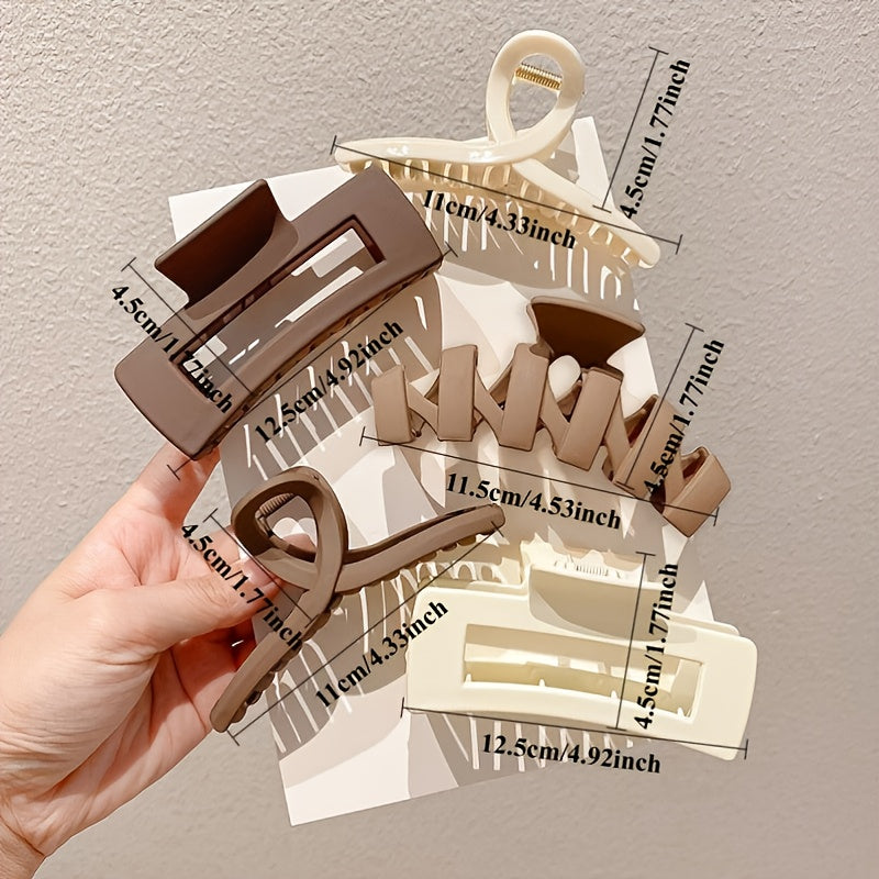 5-Pack Large Acrylic Hair Claw Clips for Thick Hair, Shark Clip Set for Updos Buns & Ponytails, Minimalist Elegant Hair Accessories