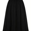 Plus Size A-Line Winter Maxi Skirt, Brown Wrinkle-Resistant Dress-Like Skirt with Decorative Buttons, Wide Swing, Machine Washable