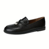 Women's Retro Slip-On Loafers Round-Toe Moccasin with Buckle Strap Synthetic Upper Rubber Sole All-Season Slip-Resistant