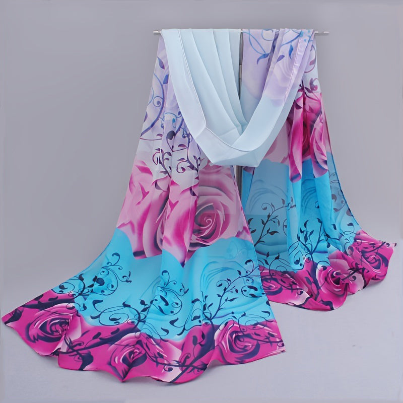 Women's Lightweight Chiffon Scarf - Long Sun Protection Shawl & Beach Wrap
