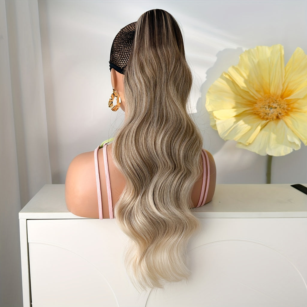 24-inch (61 cm) Body Wave Clip-In Ponytail Extension - Heat-Resistant Synthetic Hairpiece, Easy Secure Clip for Women & Girls