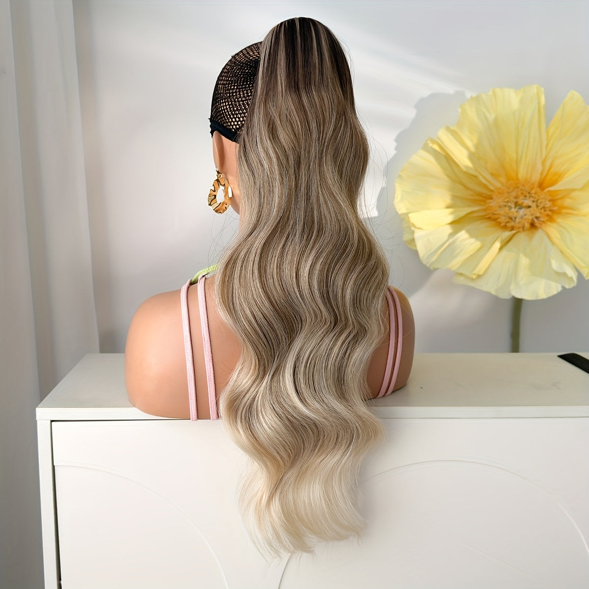 24-inch (61 cm) Body Wave Clip-In Ponytail Extension - Heat-Resistant Synthetic Hairpiece, Easy Secure Clip for Women & Girls