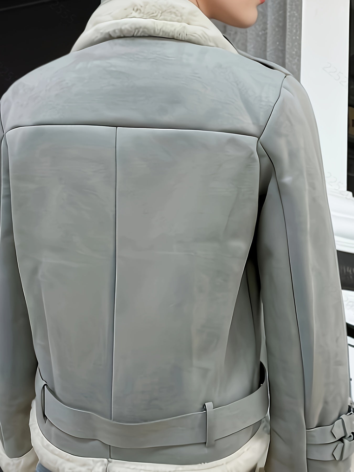 Women's Velvet PU Leather Jacket with Retro Collar – Thickened Lined Casual Coat