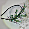 Women's Bridal Headband Purple & Green Floral Wedding Hairpiece – Elegant Bohemian Prom & Party Accessory