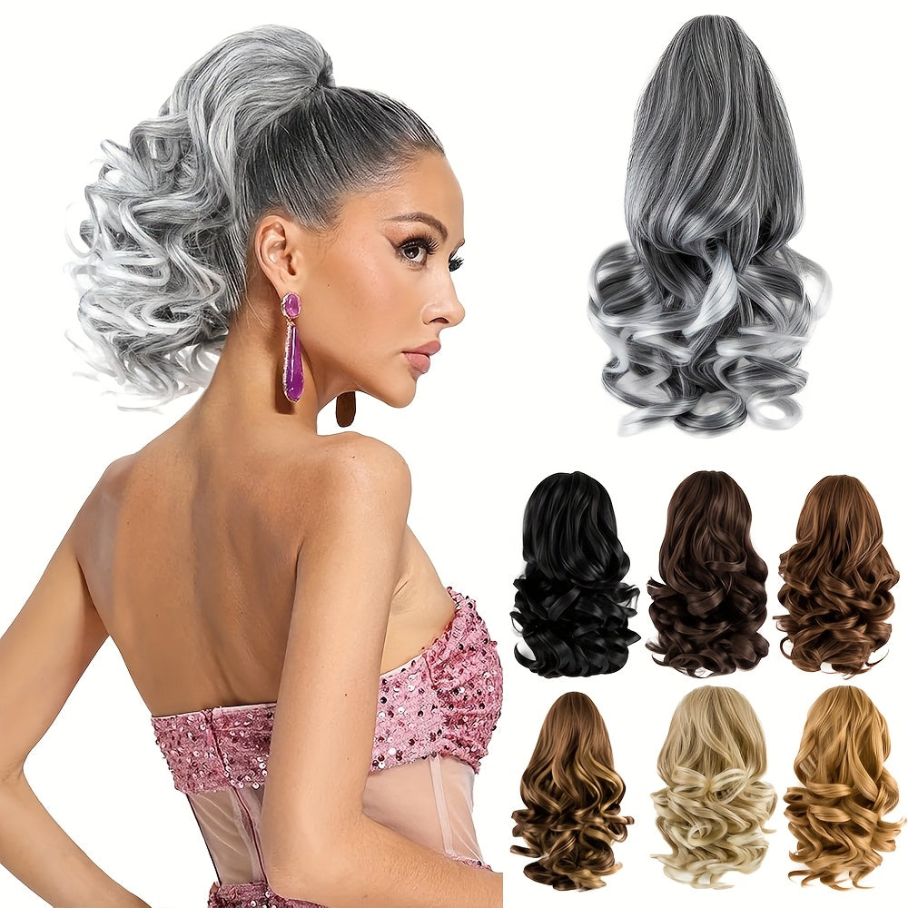 Curly Wavy Clip-In Ponytail – Clip-On Volumizing Hair Extension for Women – Heat-Resistant Fiber