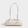 Women's Split Leather Retro Baguette Sausage Bag - Two-Tone Underarm Handbag with Gold-Tone Hardware