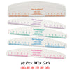 10-Pack Half-Moon Nail Files & Buffers – 80/100/150/180/240 Grit – Birch Wood Sandpaper for Manicure & Pedicure