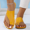 Women's Golden Snake Beige Slip-On Roman Sandals - Low Heel Round Toe Mules with Faux Upper & Rubber Sole