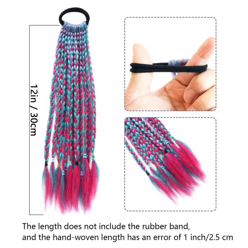 Set of 12 Clip-In Pastel Hair Extensions – Heat-Resistant Synthetic, No-Glue Easy Clips for Ponytails, Braids & Cosplay (Pink Blue Purple Teal)