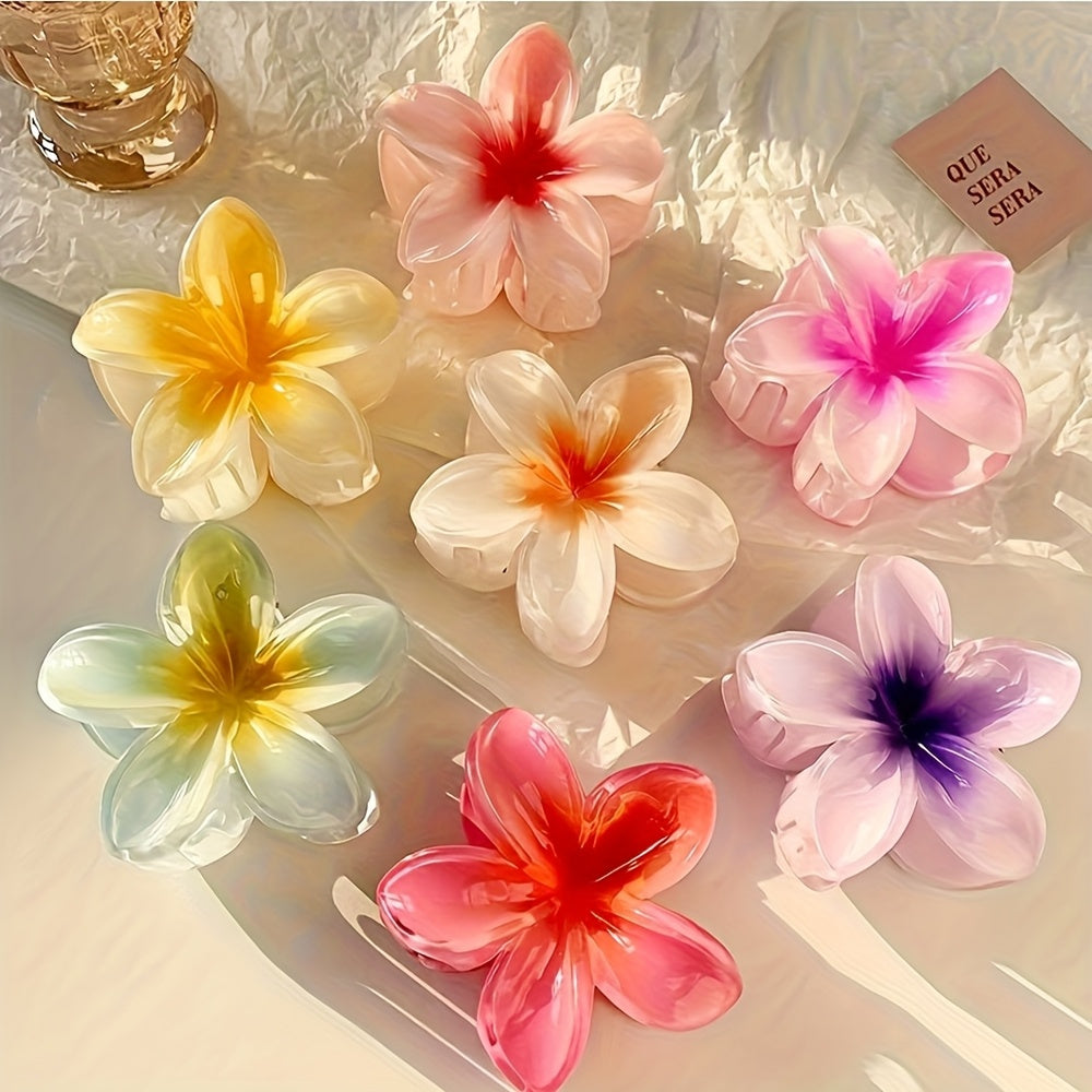 7-Pack Gradient Flower Hair Clips – Colorful Boho Hair Clips Set for Women & Teens, Cute Spring/Summer Accessories for Outings & Gifts