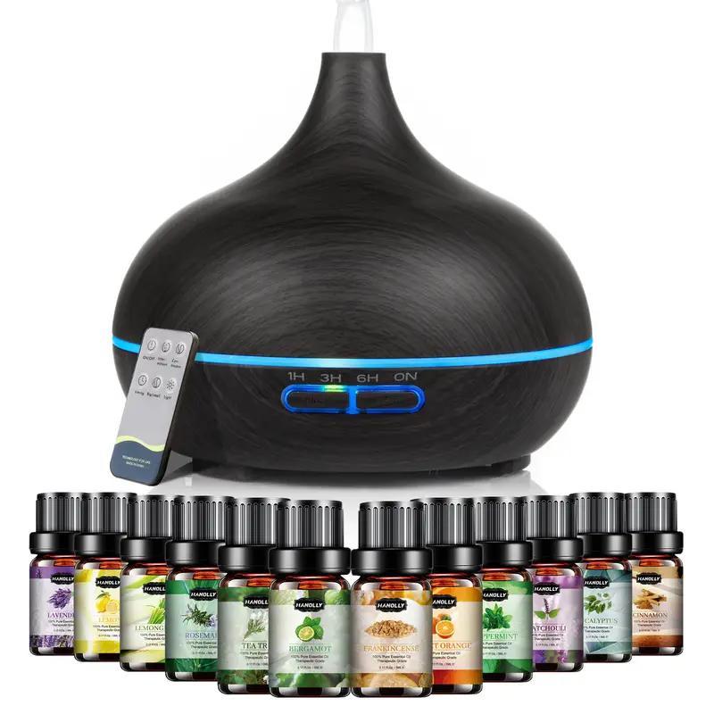 550ml (18.6 fl oz) Ultrasonic Essential Oil Diffuser with 12-Pack Oils, Remote, 7-Color LED & Timers — Large Aroma Humidifier for Bedroom Spa Yoga Hotel