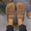 Women's Platform Mary Jane Loafers Thick-Soled Bowknot Fringe Slip-On Flats