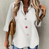 Women's Elegant Button-Front Blouse - Lapel Collar, Machine Washable All-Season Office & Casual Shirt - Green