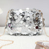Golden Sequin Evening Bag with Detachable Chain Strap – Zipper Crossbody Purse for Weddings & Formal Events