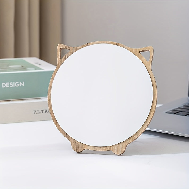 Elegant Rotatable HD Makeup Mirror - Adjustable Iron Frame Polished Glass Vanity Mirror No Battery, Cartoon Theme