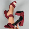 Lightweight Breathable Women's Knit Heeled Sandals - Minimalist Open Toe Block Heel with Adjustable Ankle Strap, 11 Colors