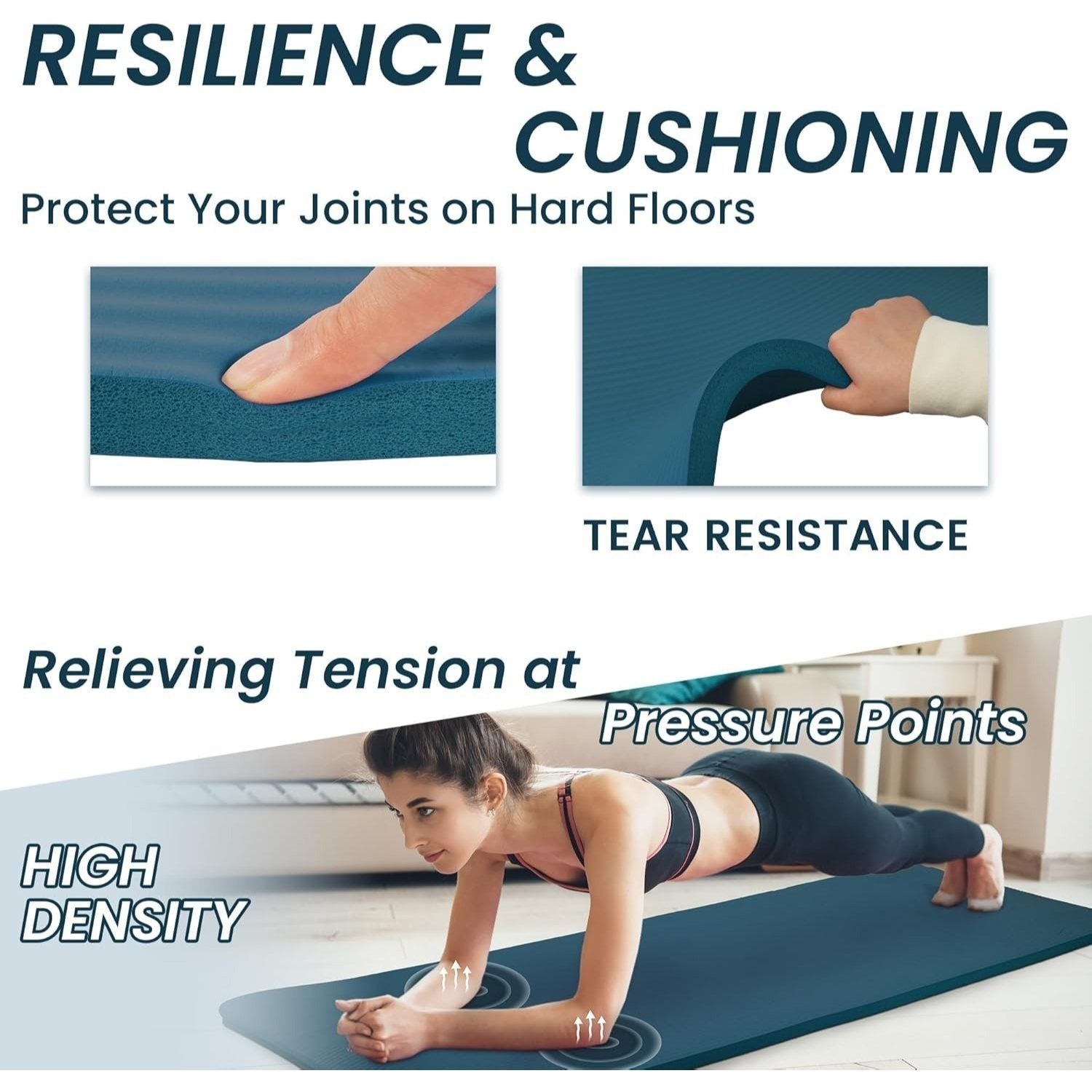 BalanceFrom 1" (25 mm) Extra Thick Yoga Mat - 71 in x 24 in (180 x 61 cm) High-Density Non-Slip Pilates & Exercise Mat with Carry Strap